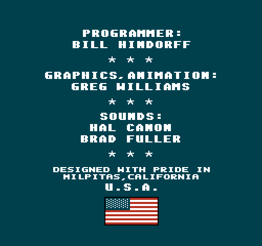 Super Sprint NES / Famicom Screenshot: Credits screen.