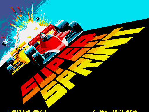 Super Sprint Arcade Screenshot: Title screen.