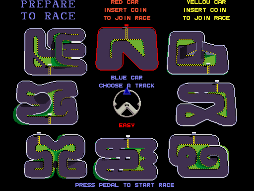 Super Sprint Arcade Screenshot: Select a racing track.