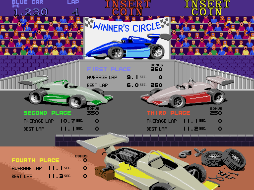 Super Sprint Arcade Screenshot: I came in first place this time!