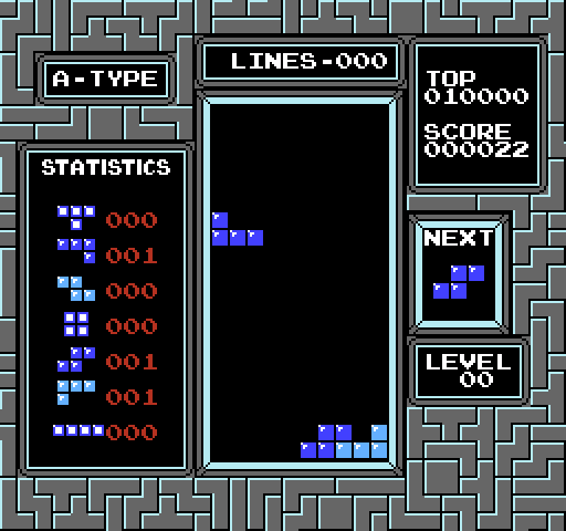 Tetris NES / Famicom Screenshot: Game start.