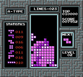Tetris for NES / Famicom - The "T" shaped piece falls into an open space...