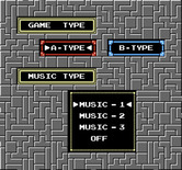 Tetris for NES / Famicom - Select some game options.