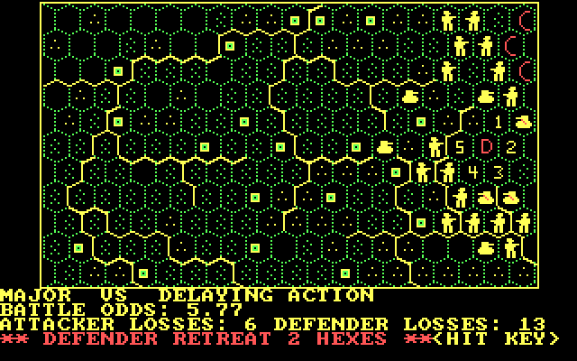 Battle of the Bulge: Tigers in the Snow, The IBM PC/Compatibles Screenshot: Defender retreats two hexes!