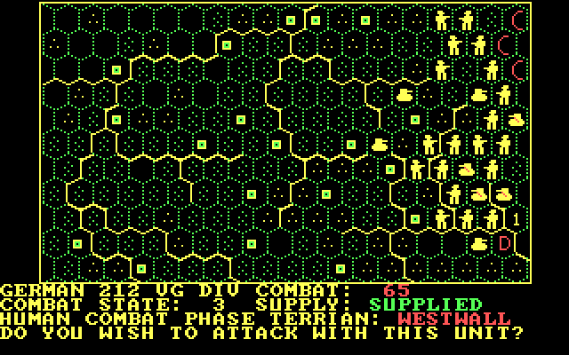 Battle of the Bulge: Tigers in the Snow, The IBM PC/Compatibles Screenshot: Do you wish to attack with this unit?