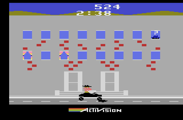 Private Eye Atari 2600 Screenshot: There's a questionable character up in the window!