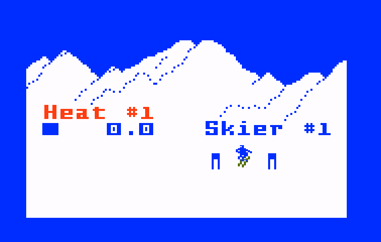 Mountain Madness: Super Pro Skiing Intellivision Screenshot: Time to start skiing!