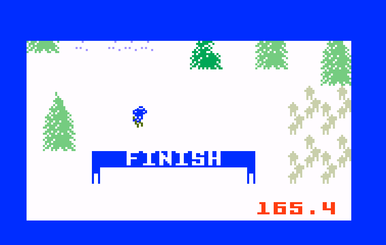 Mountain Madness: Super Pro Skiing Intellivision Screenshot: Here's the finish line...