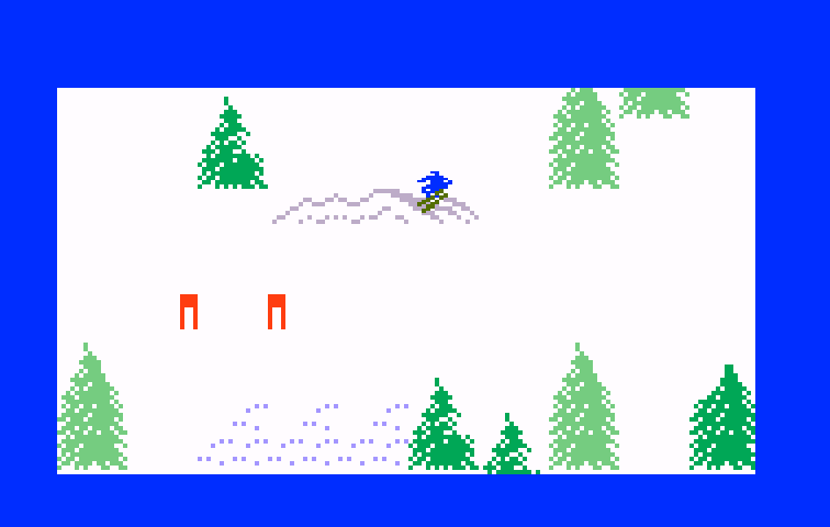 Mountain Madness: Super Pro Skiing Intellivision Screenshot: Skiing on my creation...