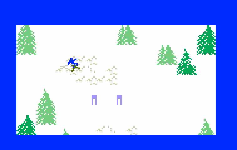 Mountain Madness: Super Pro Skiing Intellivision Screenshot: I crashed on some moguls!