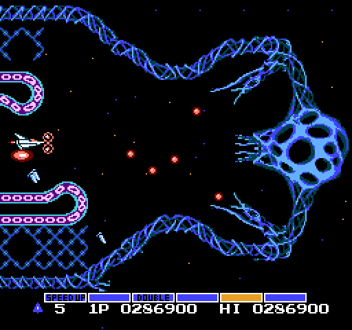 Gradius NES / Famicom Screenshot: You need to be quick to dodge the incoming fire!