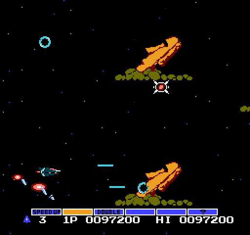 Gradius NES / Famicom Screenshot: Introducing the Moai heads...