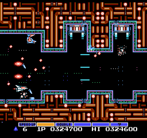 Gradius NES / Famicom Screenshot: Clearing a path...