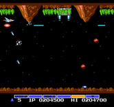 Gradius for NES / Famicom - Another pair of volcanoes, this time upside down.