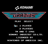 Gradius for NES / Famicom - Title screen.