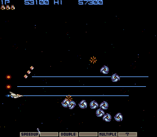 Gradius Arcade Screenshot: Start of stage two...