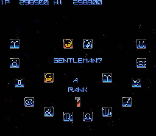 Gradius Arcade Screenshot: A new high score, enter your initials!