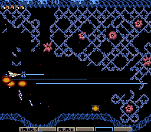 Gradius Arcade Screenshot: Another area where you need to blast your own path...