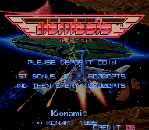 Gradius Arcade Screenshot: Title screen (ROM version).