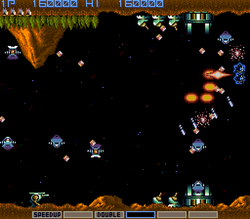 Gradius Arcade Screenshot: Crash! I've been hit!