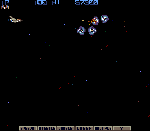 Gradius Arcade Screenshot: Game start.