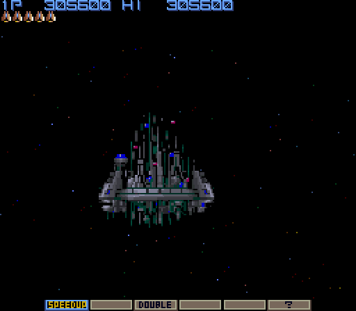 Gradius Arcade Screenshot: Success! The final sequence...