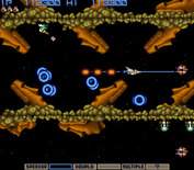 Gradius for Arcade -  You can sometimes take multiple paths; here, I stumbled on a narrow and dangerous one!