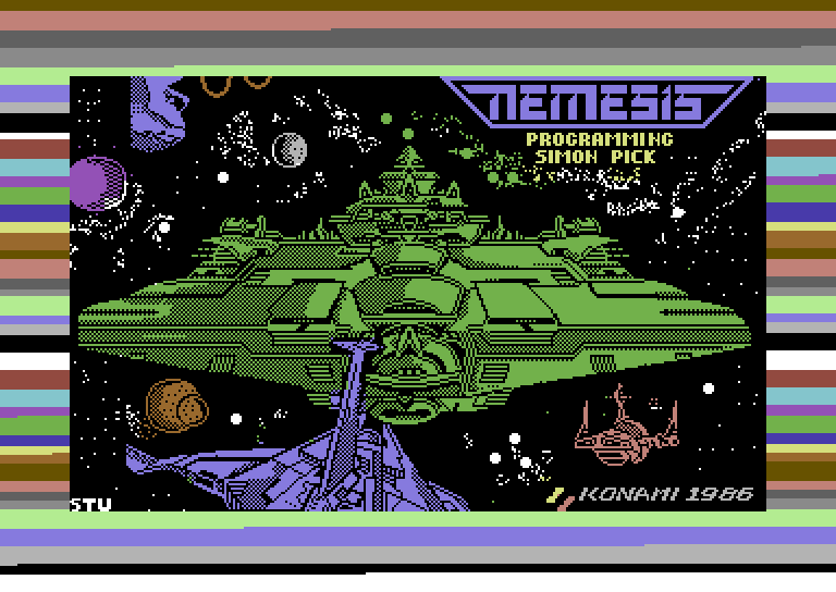Gradius Commodore 64 Screenshot: Loading screen (European version).
