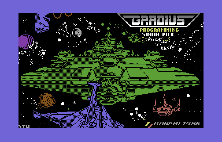 Gradius Commodore 64 Screenshot: Loading screen (U.S. version).