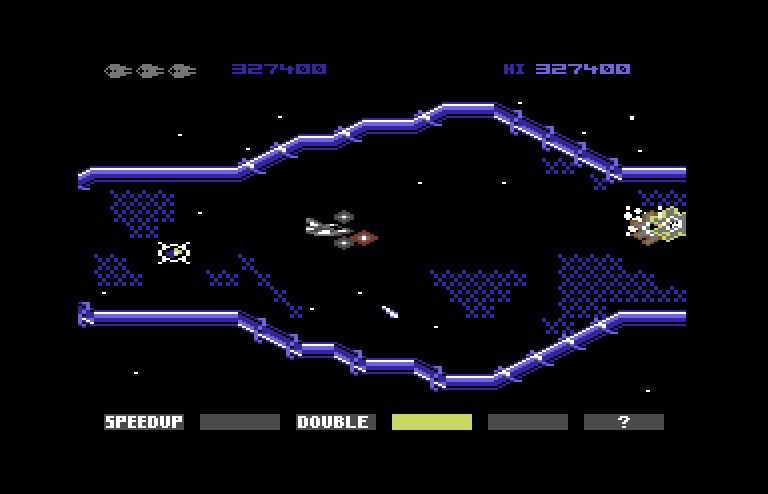 Gradius Commodore 64 Screenshot: You'll need to blast through the walls here too.