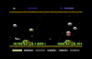 Gradius for Commodore 64 - Volcanoes at the end of the stage.
