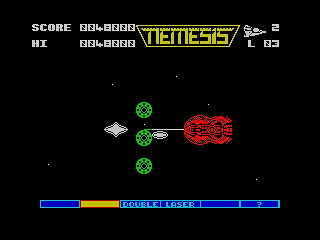 Gradius ZX Spectrum Screenshot: This thing appeared suddenly, and I wasn't quick enough...