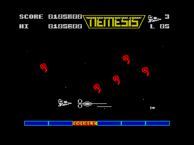 Gradius ZX Spectrum Screenshot: Another end of level challenge!