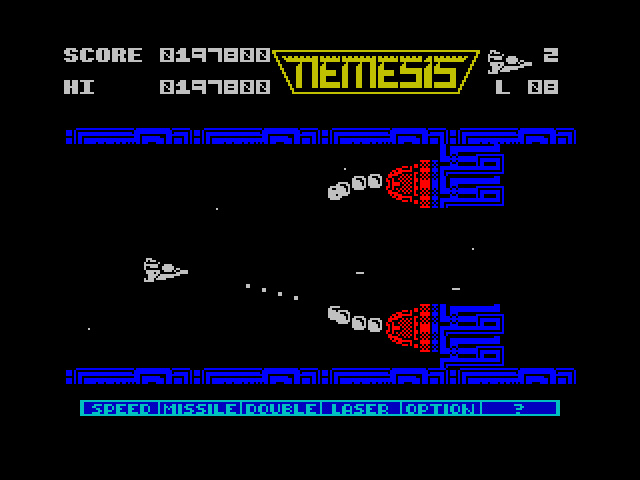 Gradius ZX Spectrum Screenshot: A dangerous passage!