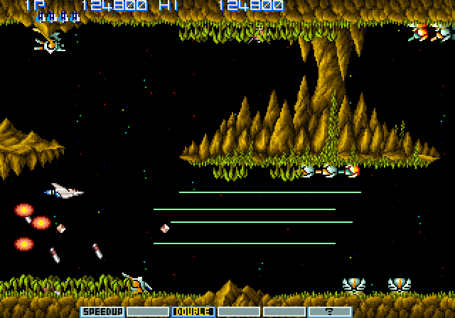 Vulcan Venture Arcade Screenshot: Using lasers to clear myself a path...