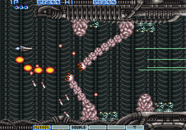 Vulcan Venture Arcade Screenshot: These reaching hands create a narrow path...