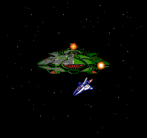 Vulcan Venture NES / Famicom Screenshot: The enemy ship explodes in the distance...
