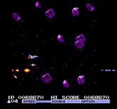 Vulcan Venture for NES / Famicom - Crystal asteroids approach from all directions!