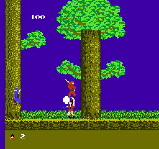 Legend of Kage, The NES / Famicom Screenshot: I'm hit by an attack from above!