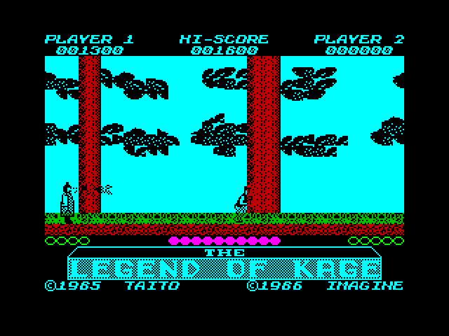 Legend of Kage, The ZX Spectrum Screenshot: This guy breathes fire, run away!