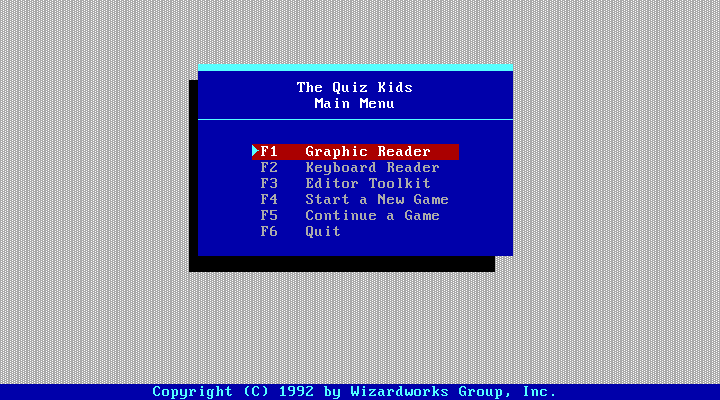 Quiz Kids: Adventure in the Mystery Maze, The IBM PC/Compatibles Screenshot: Main menu.
