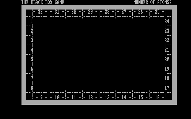 Black Box IBM PC/Compatibles Screenshot: Starting a new game; how many atoms?