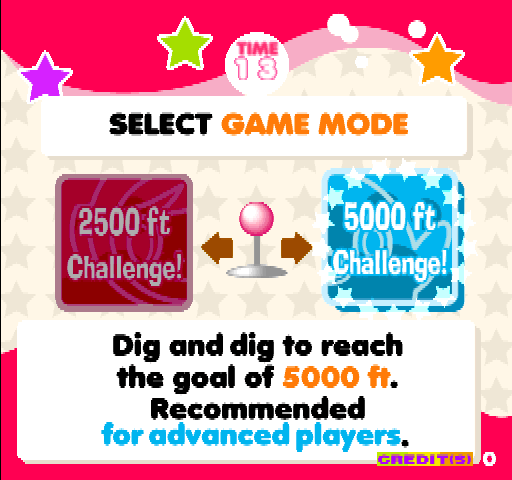 Mr. Driller Arcade Screenshot: Select game mode...