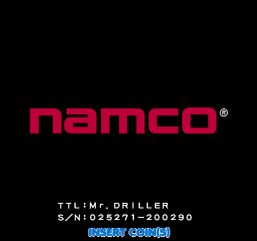 Mr. Driller Arcade Screenshot: Namco logo.