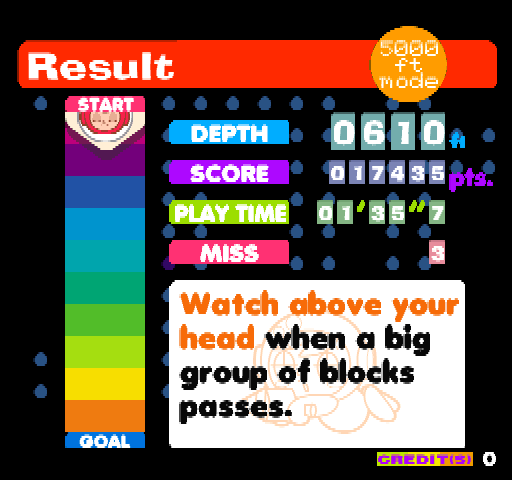 Mr. Driller Arcade Screenshot: I didn't make it very far...