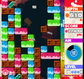 Mr. Driller for Arcade - Squash! Some blocks fell on Mr. Driller...