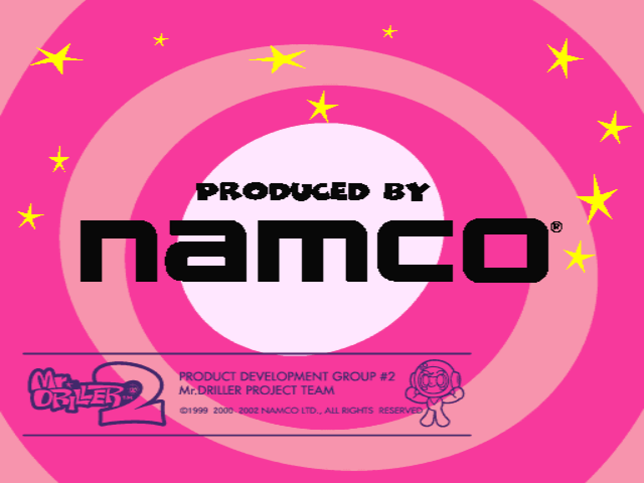 Mr. Driller 2 Windows Screenshot: Namco logo screen.