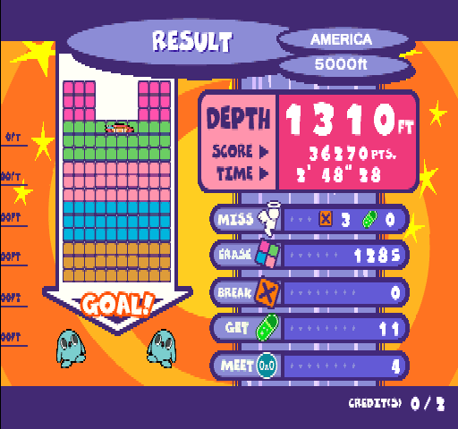 Mr. Driller 2 Arcade Screenshot: Some game stats.