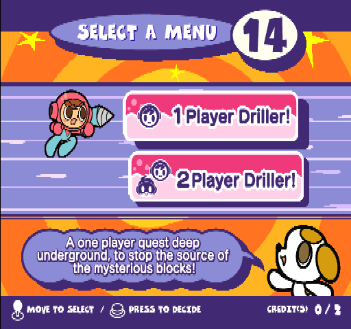 Mr. Driller 2 Arcade Screenshot: How many players?