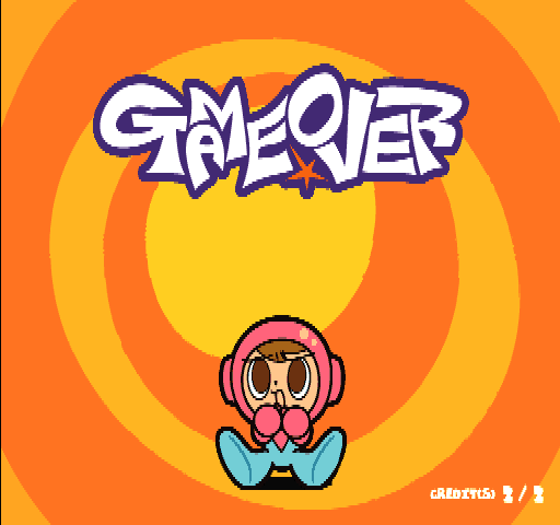 Mr. Driller 2 Arcade Screenshot: The game over screen after stats are shown.